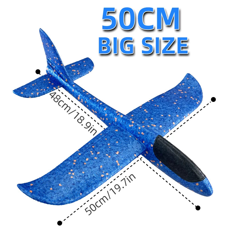 50/33CM Big Foam Plane Glider Hand Throw Airplane LED Inertial EPP Bubble Planes Outdoor Launch Kids Toys for Children Boys Gift