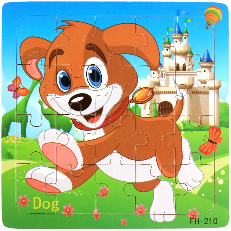 Wooden 3D Puzzle – Cartoon Animal Jigsaw Toy for Kids