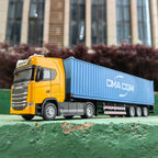 1/50 Simulation Large Truck Toy Car Model Alloy Diecast Transport Container Vehicle Car For Boy Gifts with Sound Light Pull Back