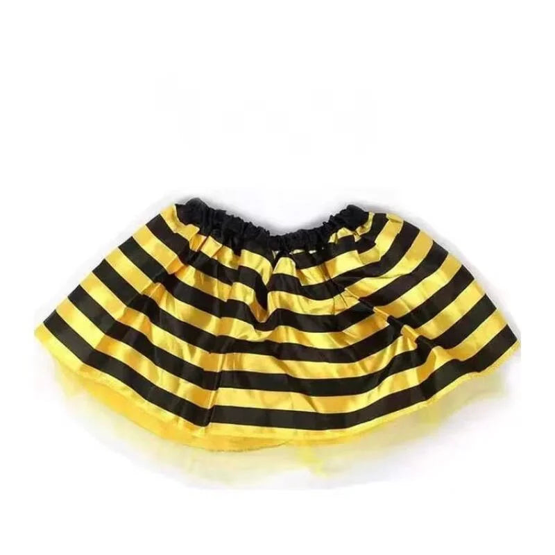 4 Piece Yellow Bee Cosplay Costume Halloween Bee Antennae Headband Hairband Wings Magic Wand Funny Dress Fairy Props Set