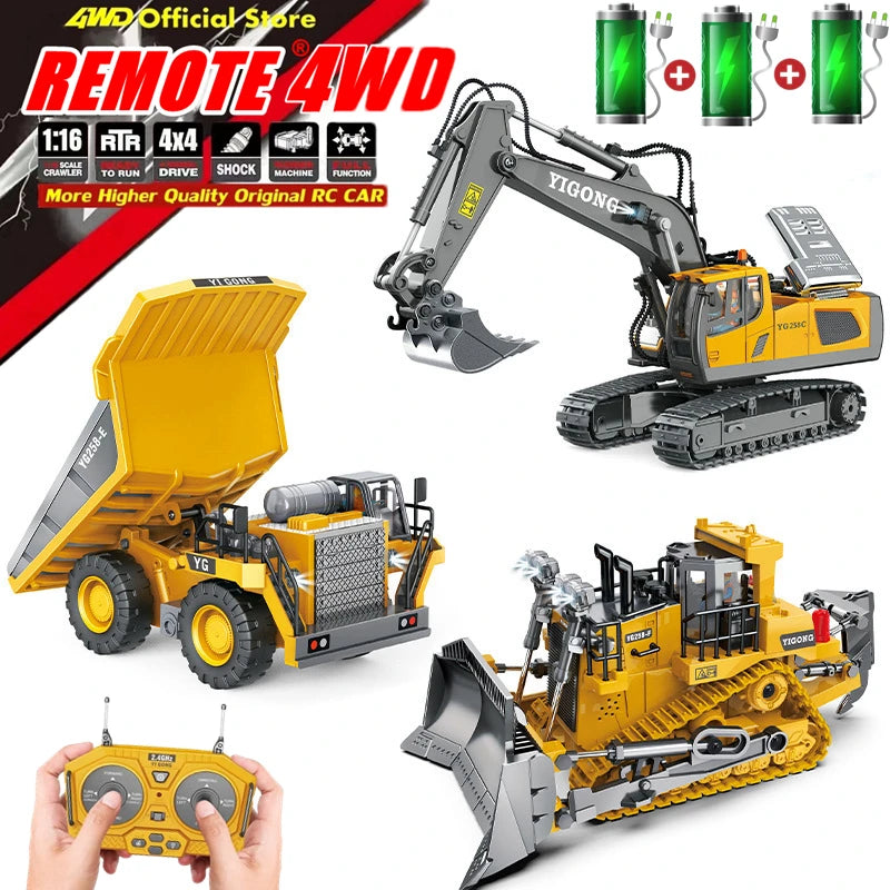 RC Excavator 4WD Construction Vehicle with Lights & Sound