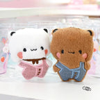 1/2Pcs New Panda Bubu and Yier Plush Pendant Keychain Dolls Cute Cartoon Panda Bear Key Ring Backpack Pendant Couple Gifts