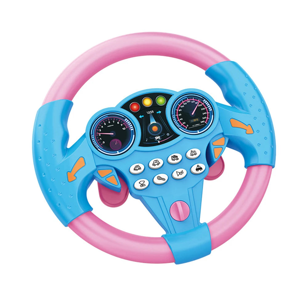 Children's Steering Wheel Toy, Simulated Co-Pilot 360-Degree Rotating Music Steering Wheel, Educational Enlightenment Toy