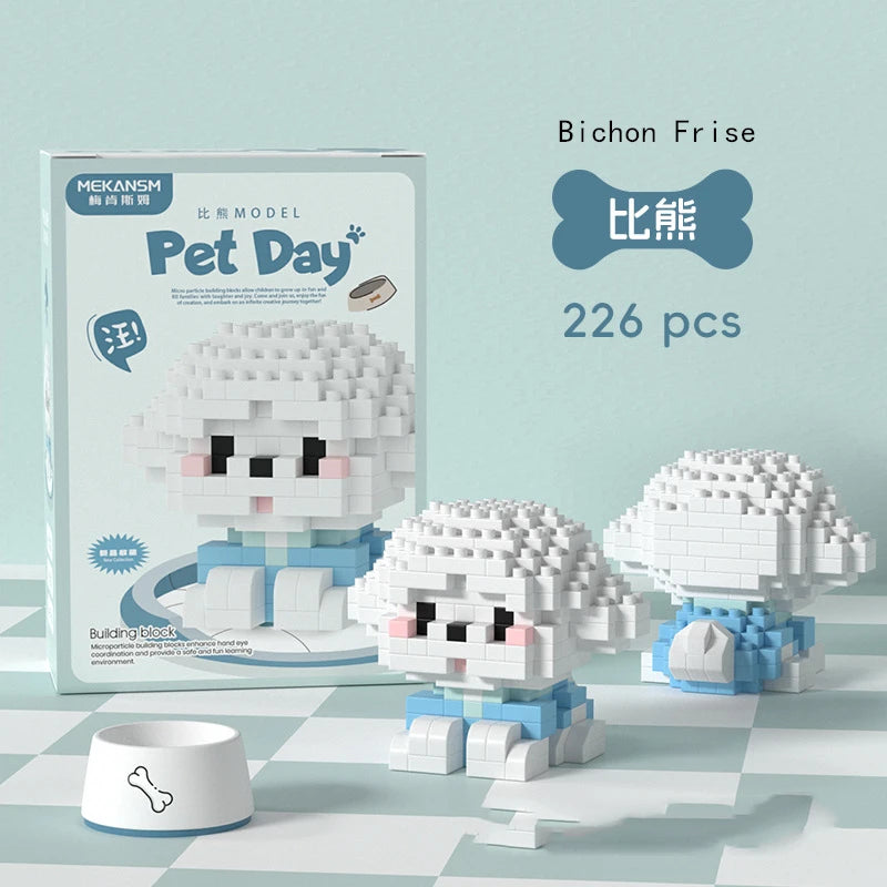 Mini Pet Building Blocks Dog & Cat Model Set