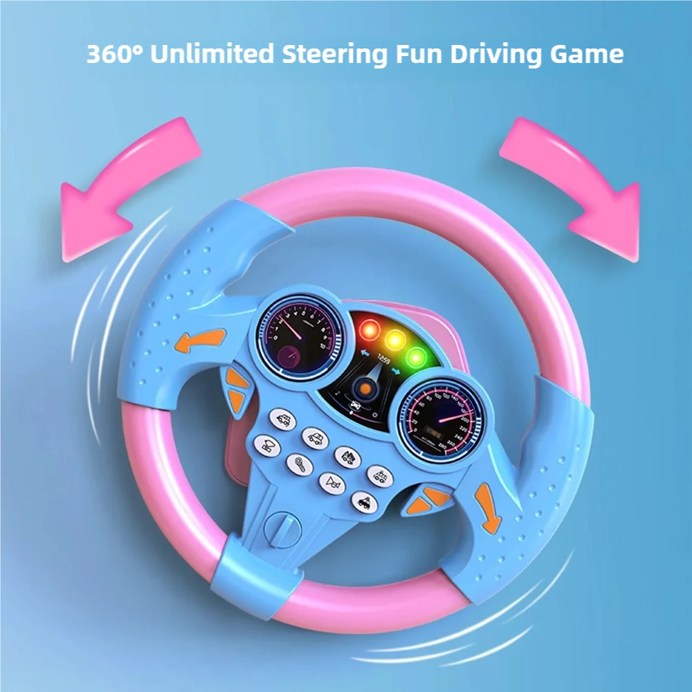 Children's Steering Wheel Toy, Simulated Co-Pilot 360-Degree Rotating Music Steering Wheel, Educational Enlightenment Toy