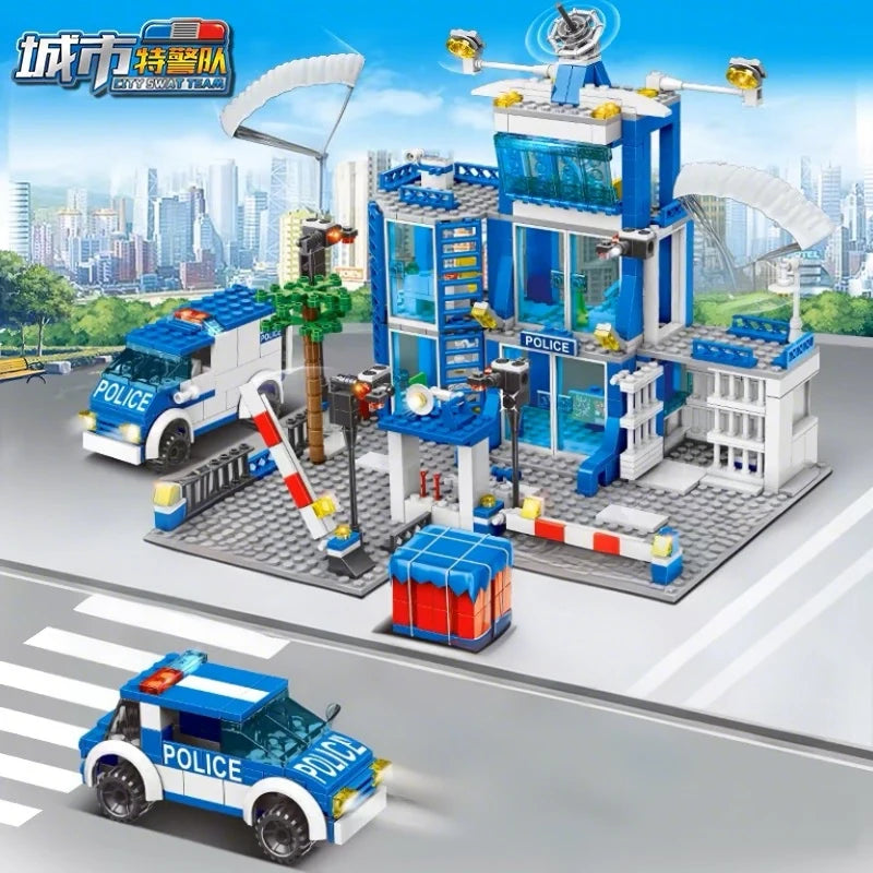 Police Station Building Set – City DIY Construction Model
