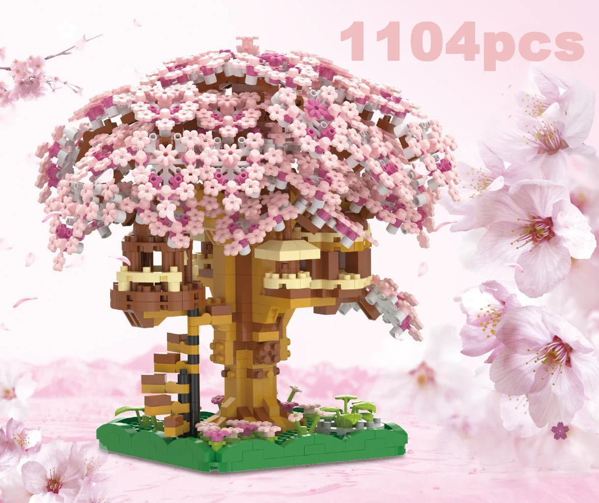 Cherry Blossom Building Blocks – Purple Tree House Model Set
