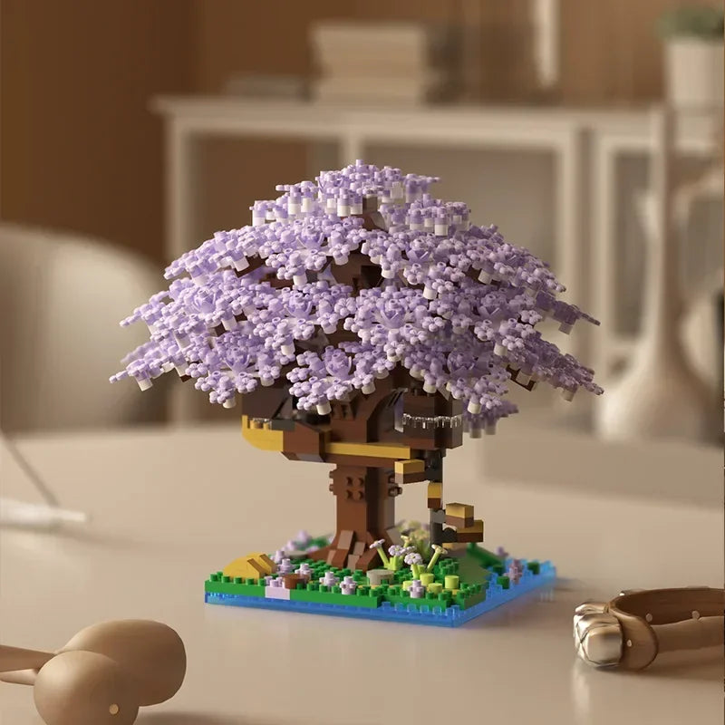 Cherry Blossom Building Blocks – Purple Tree House Model Set
