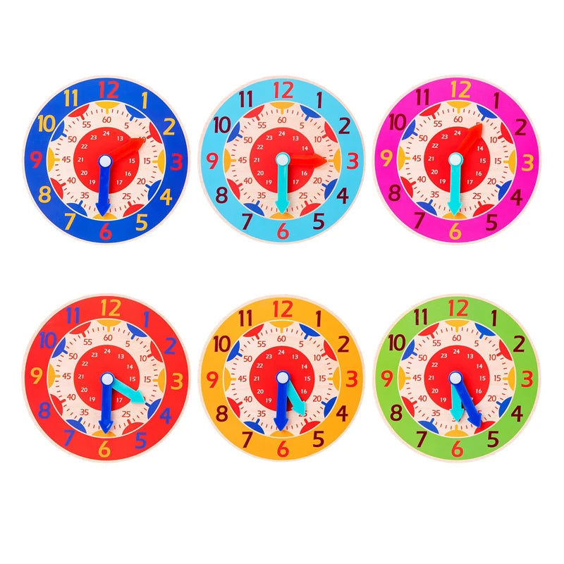Wooden Learning Clock – Montessori Time Teaching Toy for Kids