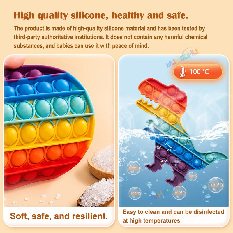 Pop It Fidget Toy – Rainbow Bubble Push Pop Sensory Toy