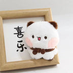 1/2Pcs New Panda Bubu and Yier Plush Pendant Keychain Dolls Cute Cartoon Panda Bear Key Ring Backpack Pendant Couple Gifts