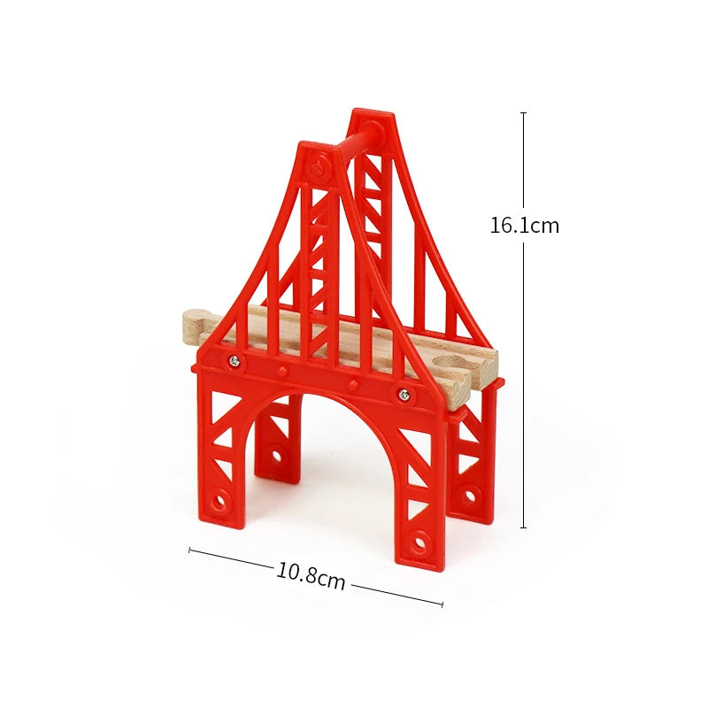 Wooden Train Track Toys Railway Rails Accessories Fit Thomas Train Road Connector Wood Railway Bridge Children Birthday Gifts