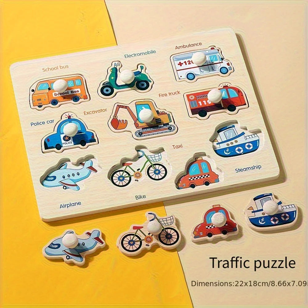 Montessori Shape Puzzle – Wooden Geometry Matching Board