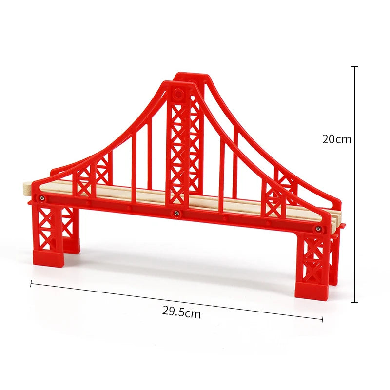 Wooden Train Track Toys Railway Rails Accessories Fit Thomas Train Road Connector Wood Railway Bridge Children Birthday Gifts