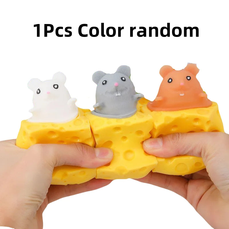 Mouse Cheese Squeeze Toy – Pop Up Interactive Fidget