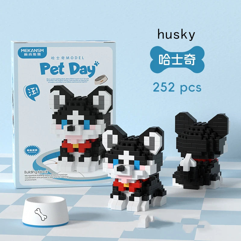 Mini Pet Building Blocks Dog & Cat Model Set