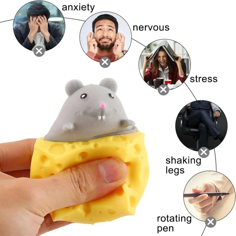 Mouse Cheese Squeeze Toy – Pop Up Interactive Fidget