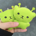 12pc Mini Alien Cat Plush Pendant Keyring Green Soft Plush Portable Key Chains Super Cute Handmade Doll Bags Pendant Gifts Decor
