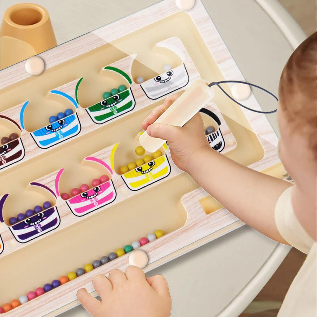 Magnetic Color and Number Maze – Wooden Sorting Puzzle Toy