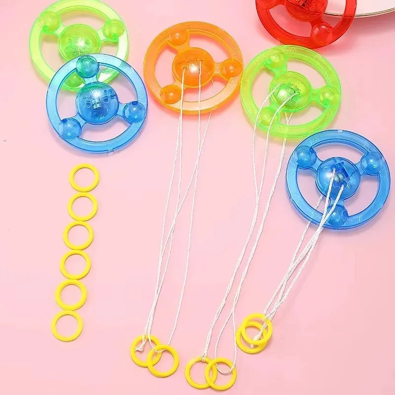 3/6/9pcs New Luminous Hand Pull Luminous Flashing Rope Flywheel Toy Led Light Toy Novelty Children Flywheel Flash Gyro Gift Toys