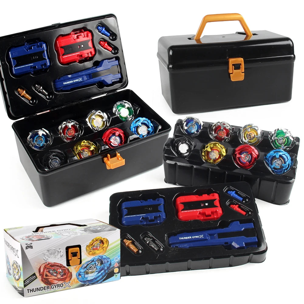 Bey X Spinning Toy Kit Gyro Metal Battle Tops with Launchers Organize Box Set Gift