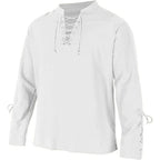 Men's Long Sleeve Shirts Lace Up V-neck Cuff Medieval Pirate Dress Up Streetwear Halloween Gothic Punk Style Men's Clothing