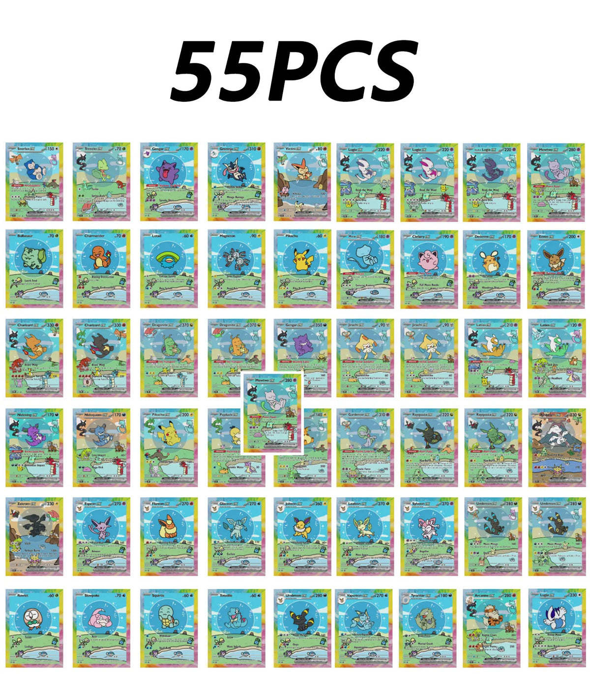 Holographic Collectible Cards – 55-Piece Anime Card Set