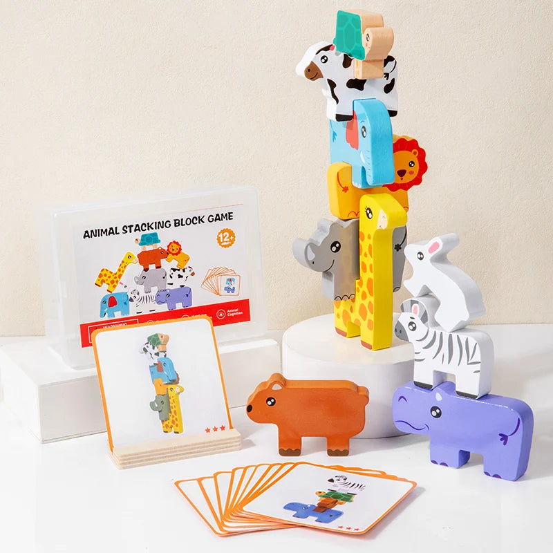 Wooden Animal Stacking Puzzle – Balance & Shape Matching Toy