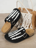 Women's New Half-Slip Halloween Trendy Skeleton Print Slip-On Design Sandals, Closed-Toe Low-Top Buckle Strap Casual Slippers, Suitable for Indoor and Outdoor Wear, Spring, Summer, and Autumn, Unique Street Style Minimalist D