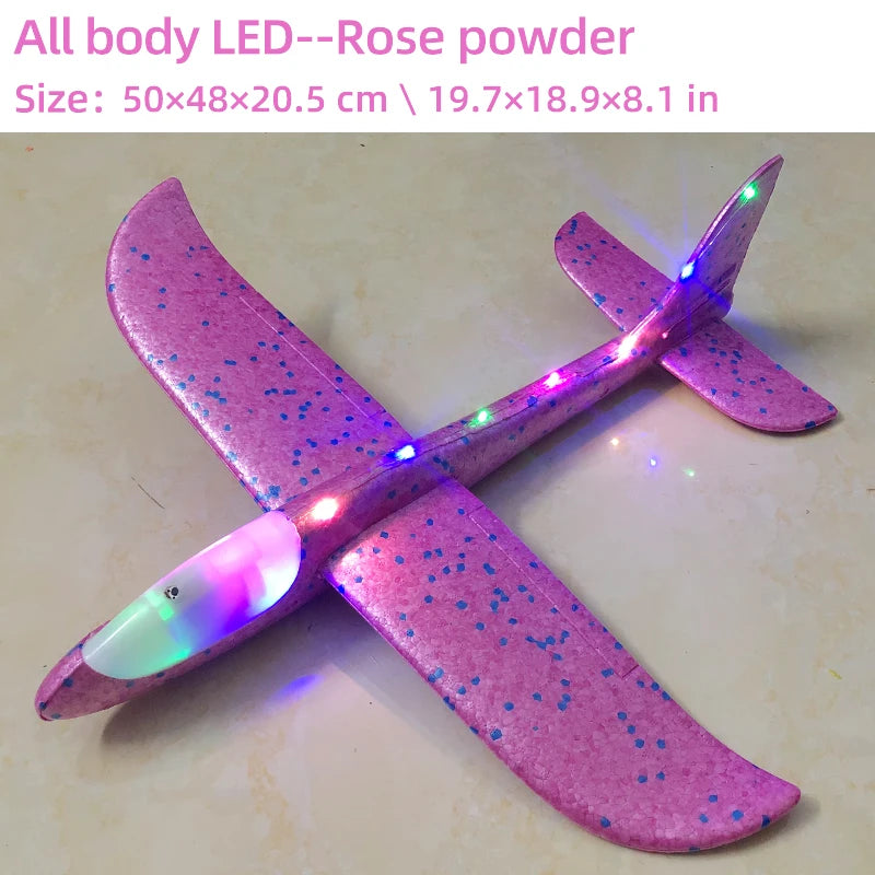 50/33CM Big Foam Plane Glider Hand Throw Airplane LED Inertial EPP Bubble Planes Outdoor Launch Kids Toys for Children Boys Gift