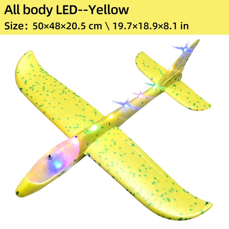 50/33CM Big Foam Plane Glider Hand Throw Airplane LED Inertial EPP Bubble Planes Outdoor Launch Kids Toys for Children Boys Gift