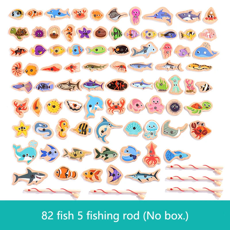 Wooden Magnetic Fishing Toy – Montessori Marine Learning Game