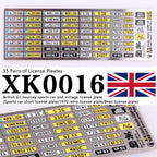 1:64 Alloy Car Model Alexen XK0001-XK0023 Metal License Plate Number Plate 1/64 Model Accessories Making Tools Hobbyist DIY