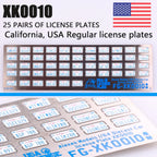 1:64 Alloy Car Model Alexen XK0001-XK0023 Metal License Plate Number Plate 1/64 Model Accessories Making Tools Hobbyist DIY
