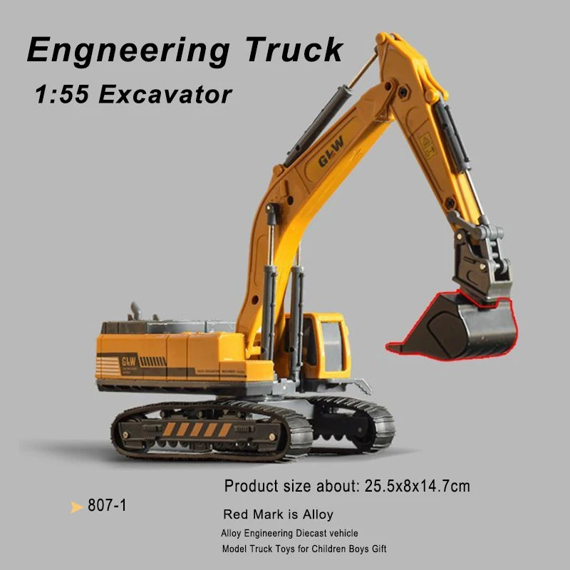 Diecast Construction Vehicle – Crane, Excavator & Bulldozer