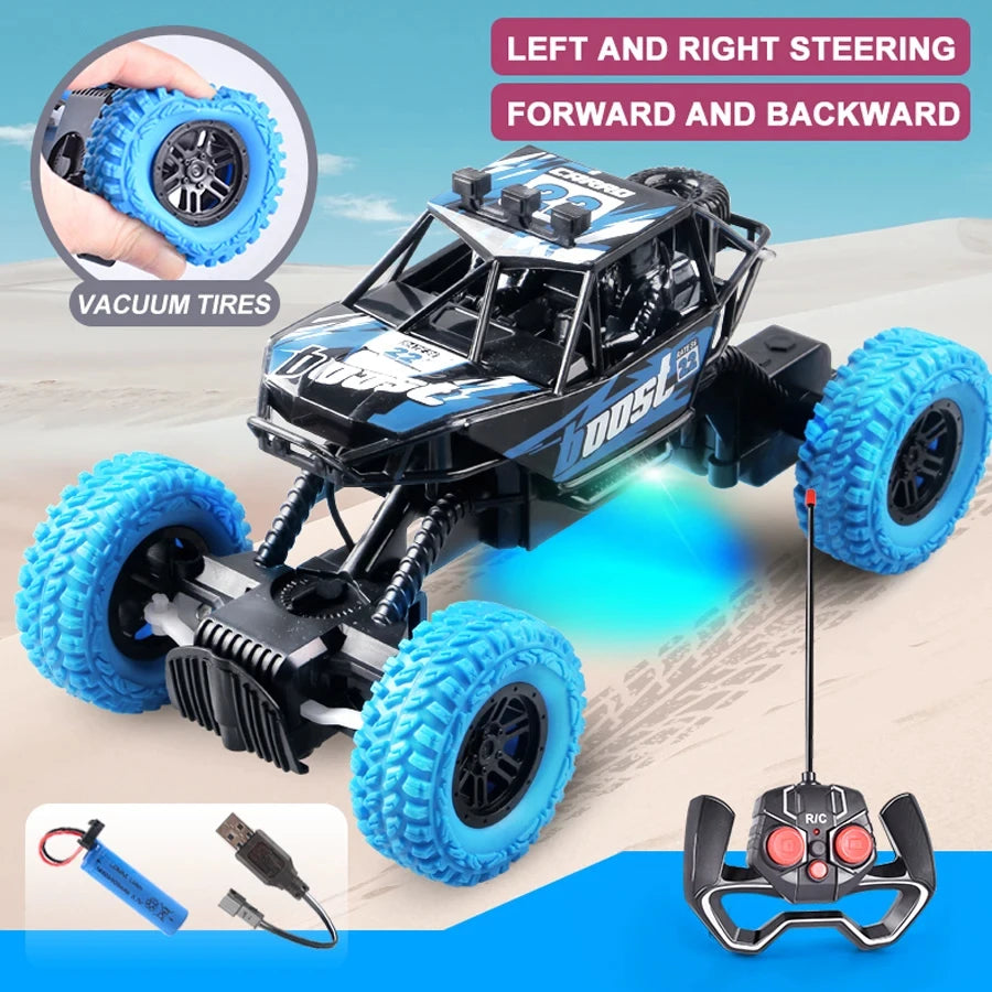 Remote Control Car with Flashing Lights, Rubber Wheels & Off-Road Design