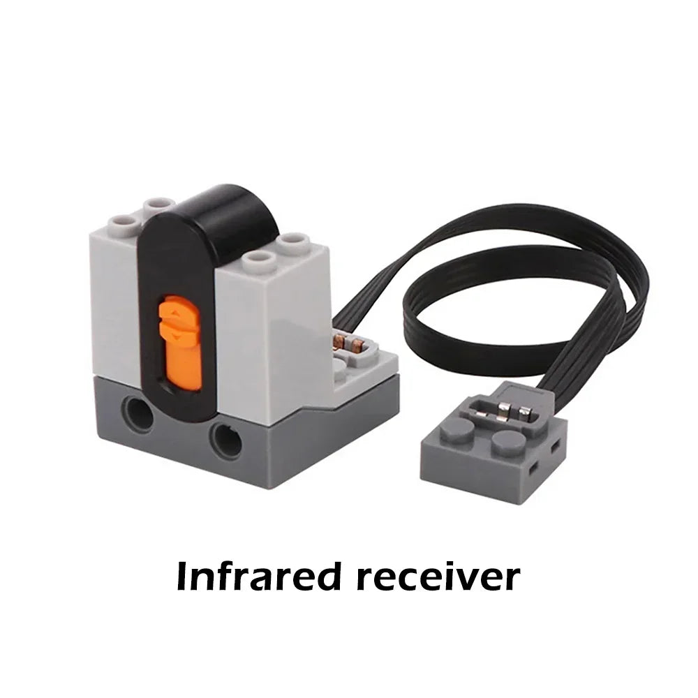 MOC Power Functions Servo Train Motor Battery Box Switch Light IR Remote Control Receiver Technical Parts Set Building Blocks