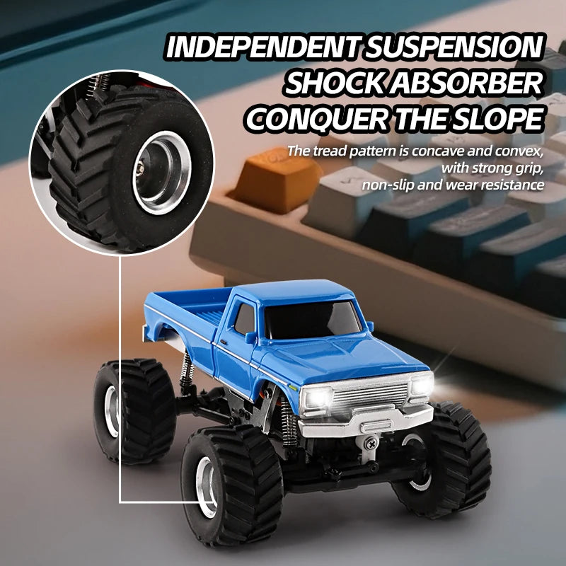 Mini RC Crawler Car 4WD Off-Road with Lights, Remote Control