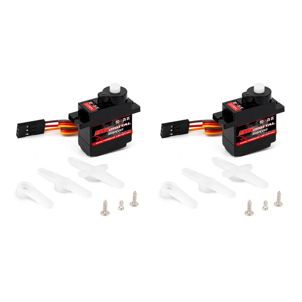 RCXAZ 9g Plastic/Iron/Copper Gear 1.6KG Digital Servo for RC Fixed-Wing Airplane Robot Car Boat Duct Plane Small Servo Motor