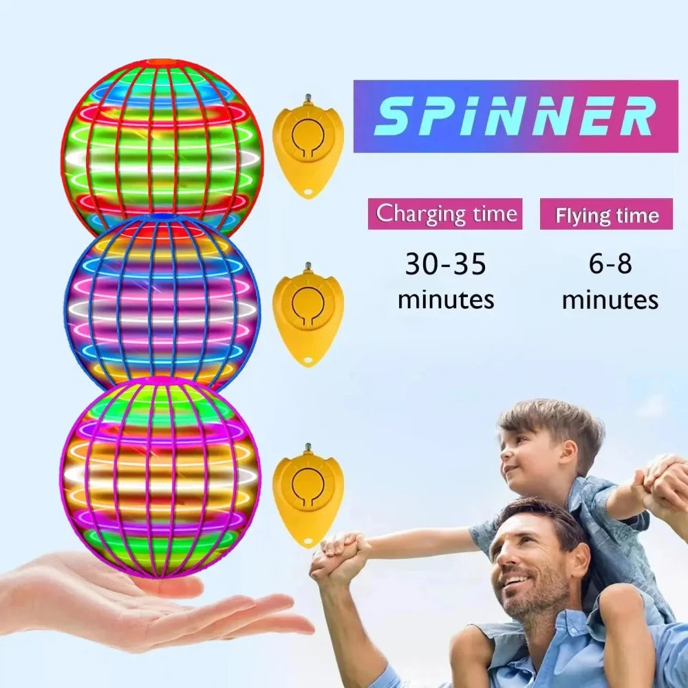 Flying Ball Toy with LED Lights, Boomerang Spinner & Remote Control