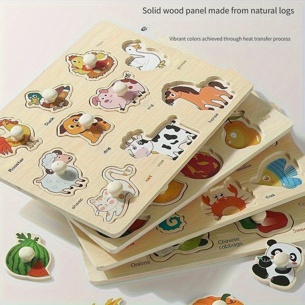 Montessori Shape Puzzle – Wooden Geometry Matching Board