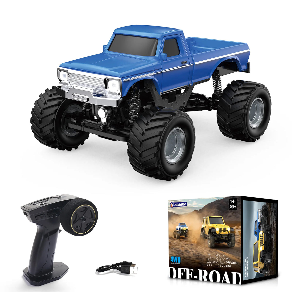 Mini RC Crawler Car 4WD Off-Road with Lights, Remote Control