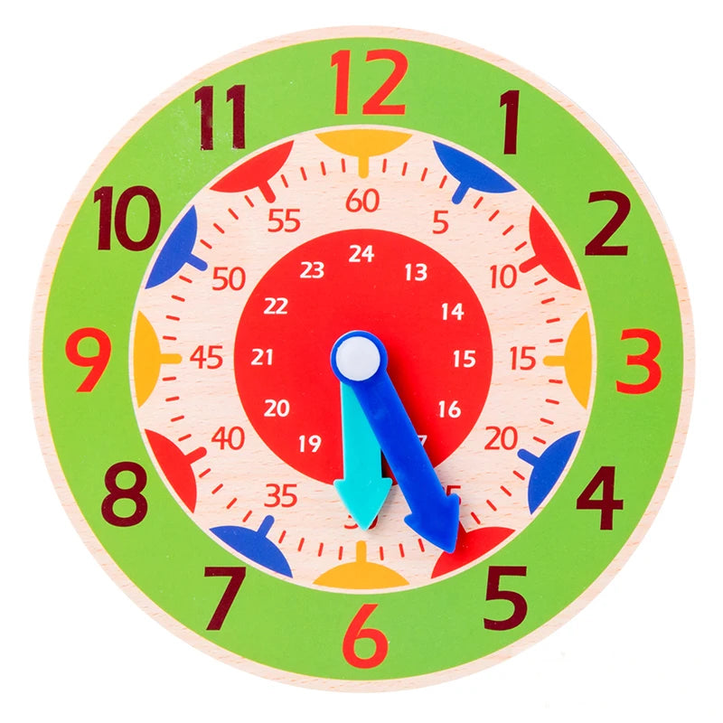 Wooden Learning Clock – Montessori Time Teaching Toy for Kids