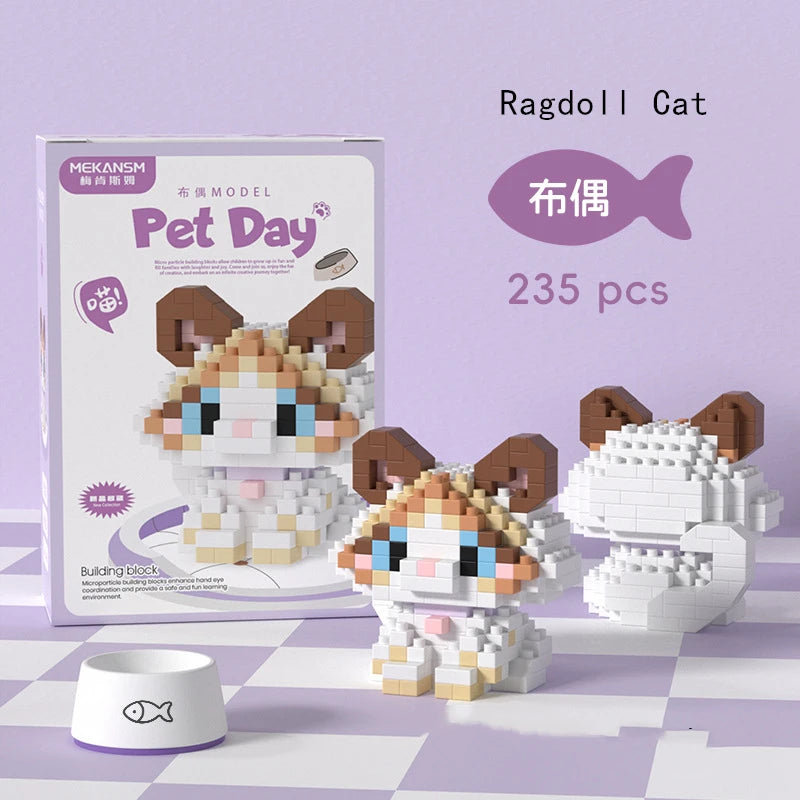 Mini Pet Building Blocks Dog & Cat Model Set