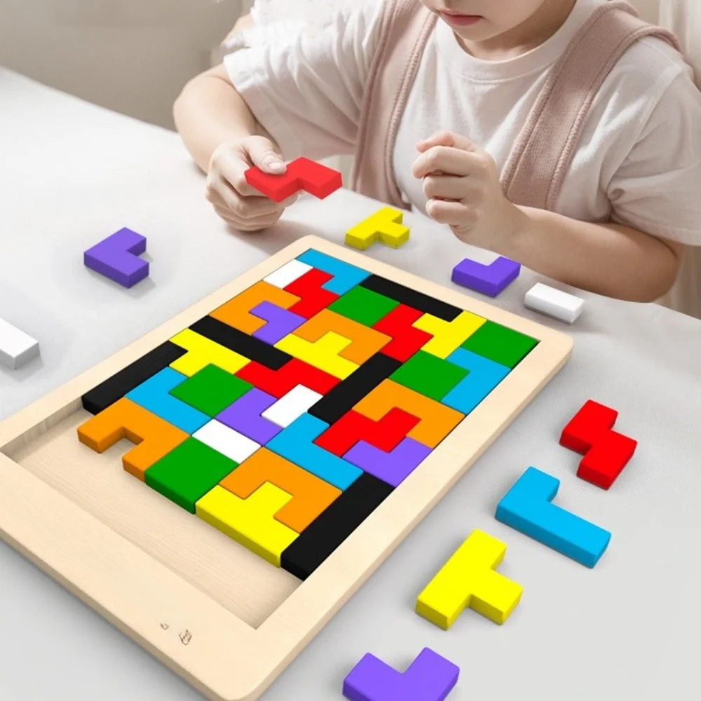 Wooden Tangram Puzzle – Colorful Geometric Shape Learning Toy