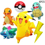 1set Cartoon Pokemon Pikachu Theme Foil Balloons Set Red Black Latex Balloon Kids Birthday Baby Shower Party Decora Supplies