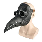 Black Rubber Plague Doctor Mask Costume Halloween Cartoon Spooky Steampunk Gas Latex Mask for Kids and Adults Cosplay Props