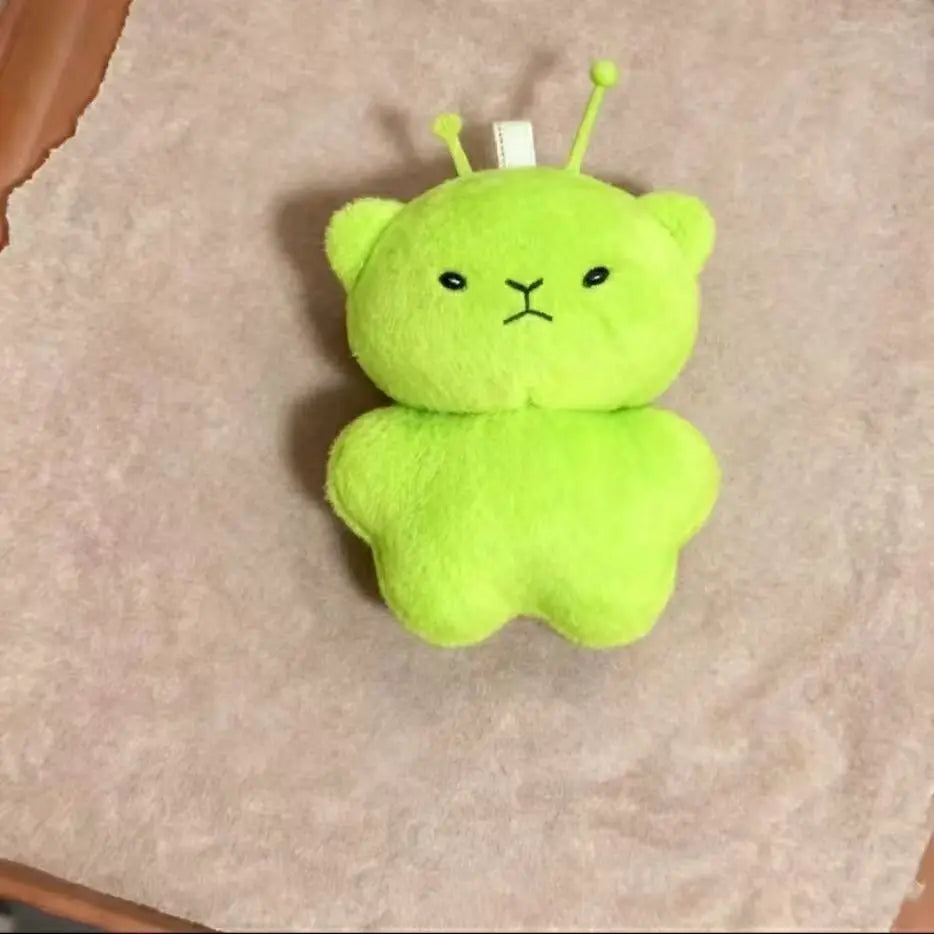 12pc Mini Alien Cat Plush Pendant Keyring Green Soft Plush Portable Key Chains Super Cute Handmade Doll Bags Pendant Gifts Decor