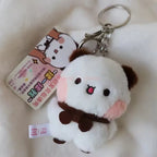 1/2Pcs New Panda Bubu and Yier Plush Pendant Keychain Dolls Cute Cartoon Panda Bear Key Ring Backpack Pendant Couple Gifts