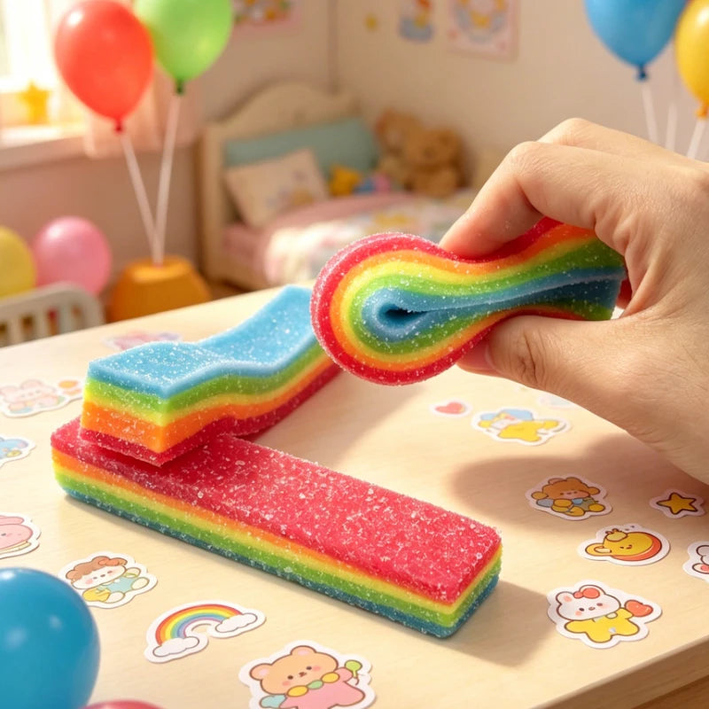 Rainbow Strip Squeeze Toy – Stretchy Sensory Fidget Stress Ball